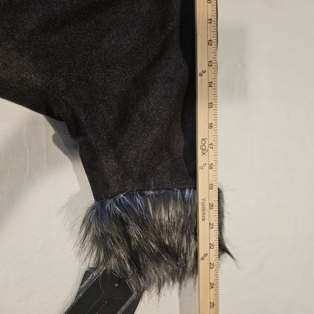 Nwt GRAY A BY ADRIENNE LANDAU QUEENS KIMONO WITH FAUX FUR TRIM MEDIUM - Picture 9 of 13